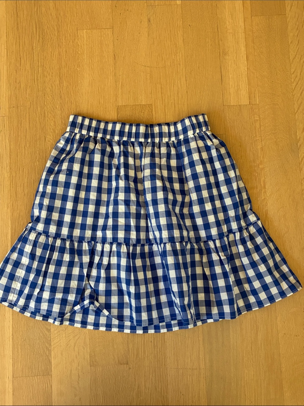 Crewcuts Blue and White Gingham Tiered Mini Skirt